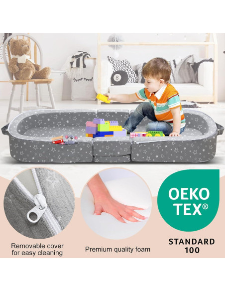 Cama de viaje plegable REAWUL para niños, 58.4x22.9cm, Gris