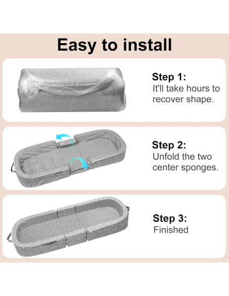 Cama de viaje plegable REAWUL para niños, 58.4x22.9cm, Gris