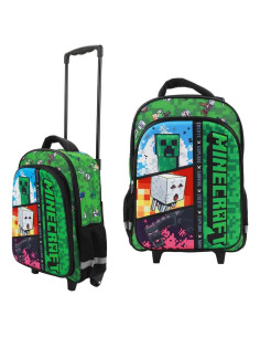 Mochila Rodante BIOWORLD Minecraft 40.64 cm con Mango Ajustable