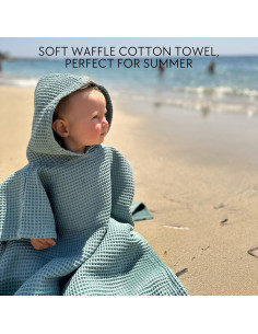 Toalla de Playa con Capucha ZICOTO Verde 60x52 cm Algodón 2