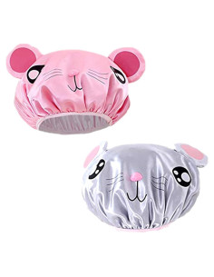 Set 2 gorros de ducha impermeables para niños - Diseño divertido