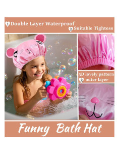 Set 2 gorros de ducha impermeables para niños - Diseño divertido 2