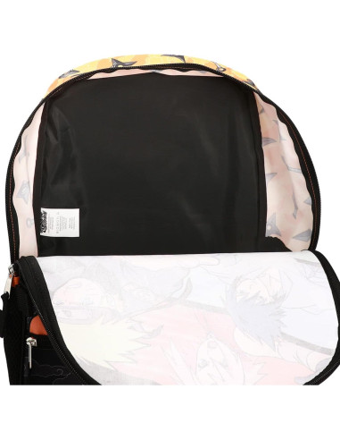 Conjunto Mochila 5 Piezas Naruto Anime Naranja y Negro