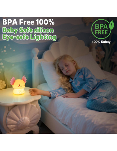 Luz Nocturna Axolote Ollycasa Recargable 3 Niveles Brillo