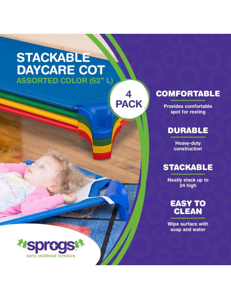 Camas Apilables Sprogs para Niños - Paquete de 4 - 132x58 cm