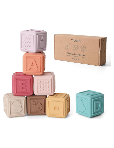 Bloques Apilables de Silicona YIVEKO 8 PCS Vintage para Bebés