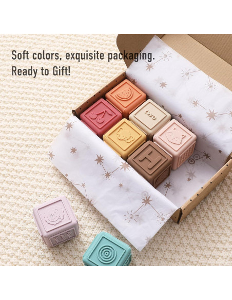 Bloques Apilables de Silicona YIVEKO 8 PCS Vintage para Bebés