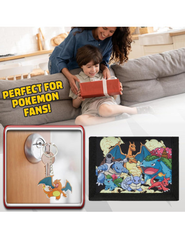 Conjunto Cartera Trifold y Llavero Pokémon Niños - Pikachu