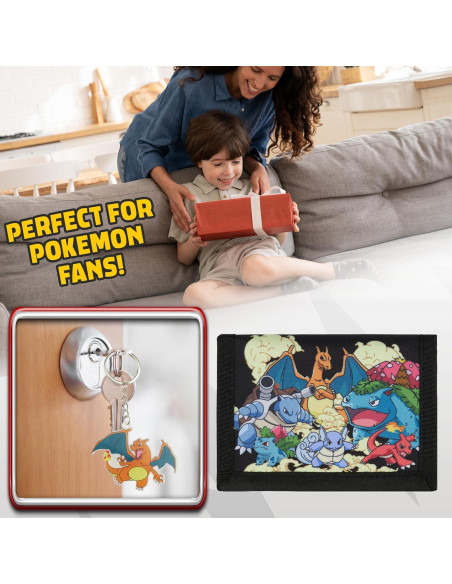 Conjunto Cartera Trifold y Llavero Pokémon Niños - Pikachu