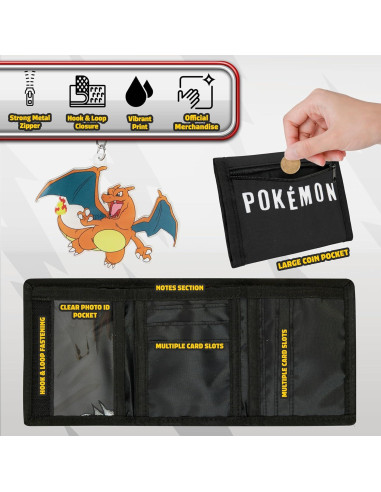 Conjunto Cartera Trifold y Llavero Pokémon Niños - Pikachu