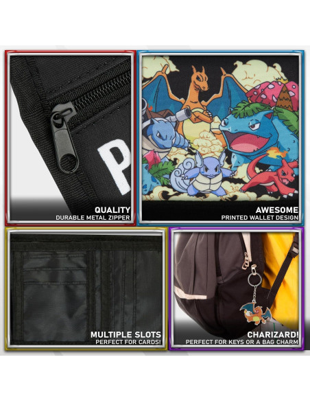 Conjunto Cartera Trifold y Llavero Pokémon Niños - Pikachu