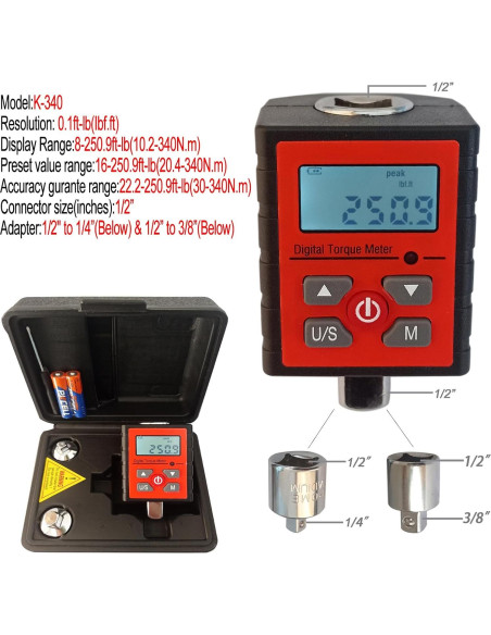 Adaptador de Par Digital Soonkoda K-340 1/2" a 1/4" y 3/8"
