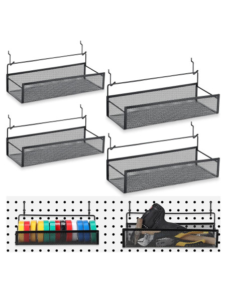 Conjunto de Cestas de Metal para Pegboard Shimeyao 4 Pcs