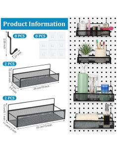 Conjunto de Cestas de Metal para Pegboard Shimeyao 4 Pcs 2