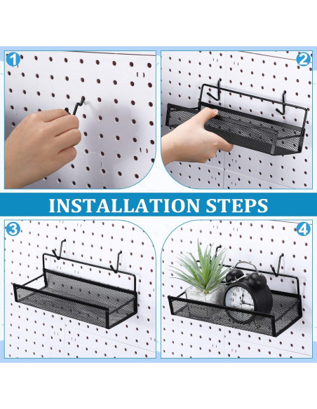 Conjunto de Cestas de Metal para Pegboard Shimeyao 4 Pcs