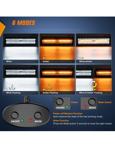 Barra de Luz LED Nilight 30 cm 300W 6 Modos Estroboscópica