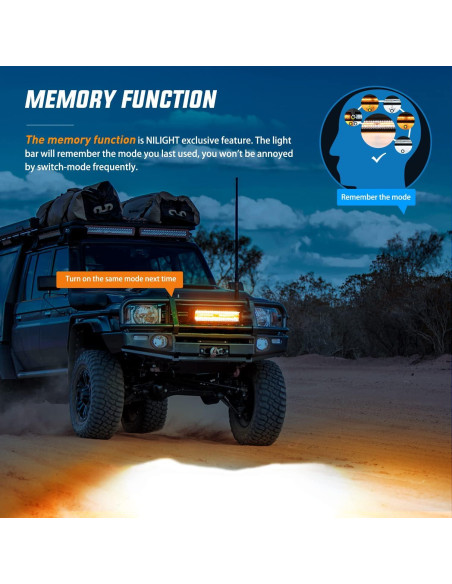 Barra de Luz LED Nilight 30 cm 300W 6 Modos Estroboscópica