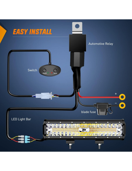 Barra de Luz LED Nilight 30 cm 300W 6 Modos Estroboscópica