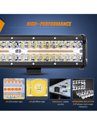 Barra de Luz LED Nilight 30 cm 300W 6 Modos Estroboscópica