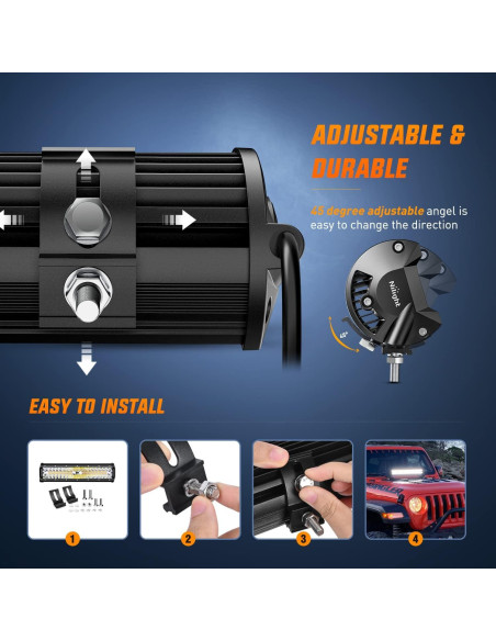 Barra de Luz LED Nilight 30 cm 300W 6 Modos Estroboscópica