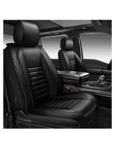 Fundas de Asiento de Cuero Nappa CAR PASS Juego Completo Negro