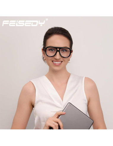 Gafas de Bloqueo de Luz Azul FEISEDY Aviador Unisex 50mm