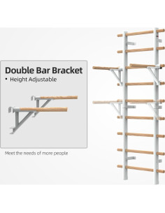 Escalera Sueca DHT con Barra de Madera y 9 Varillas - Fitness 2