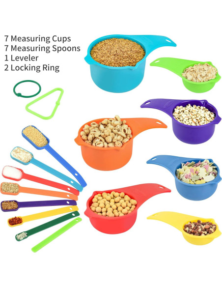 Juego de Tazas y Cucharas Medidoras Zoyizi 15 Piezas Plástico