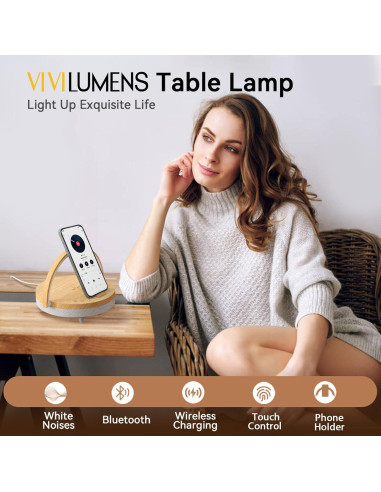 Lámpara de Noche LED Vivilumens S22 con Cargador Inalámbrico