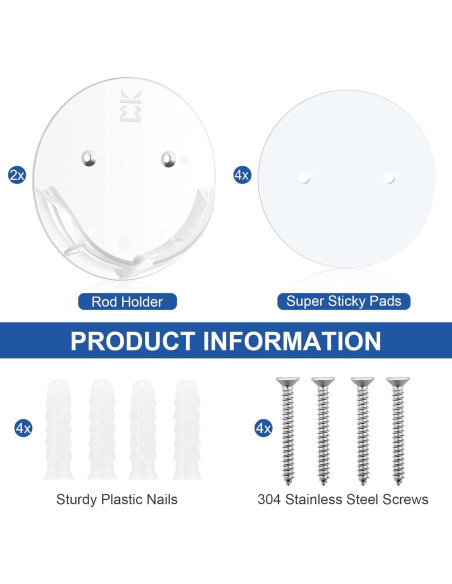 Soportes para Barra de Cortina de Ducha Ajiaguo - Adhesivos y Tornillos