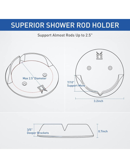 Soportes para Barra de Cortina de Ducha Ajiaguo - Adhesivos y Tornillos