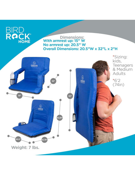 Silla Reclinable de Estadio Stadium Boss Acolchada Azul - 6 Posiciones