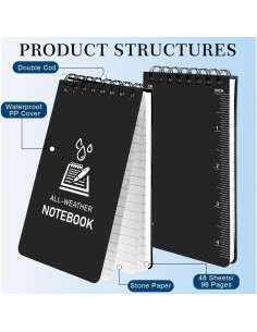 Cuadernos Espirales Impermeables Dynta 3x5 cm - 6 Paquetes 2