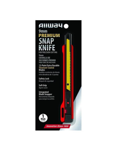 Cuchillo de Seguridad Premium Allway SK9T 9mm Rojo/Negro - Paquete de 18