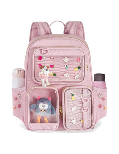 Mochila Ita Bag Prokva Rosa para Laptop y Pins Kawaii 19L