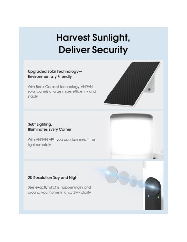 Cámaras de Seguridad Solar ANRAN 2K Inalámbricas para Exterior