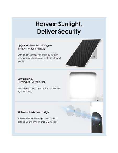 Cámaras de Seguridad Solar ANRAN 2K Inalámbricas para Exterior
