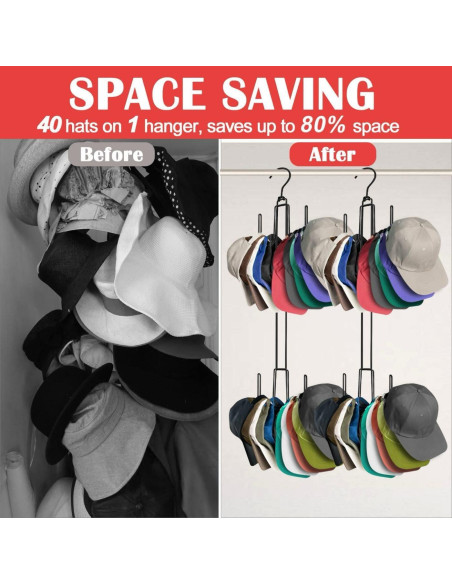 Organizador de Sombreros Plegable Homivale, Soporta 40 Gorras