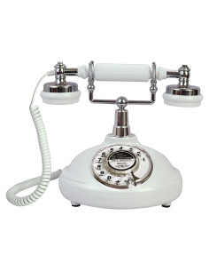 Teléfono de Línea Terrestre Retro TelPal Blanco con Marcado Rotatorio