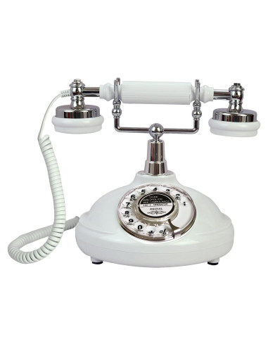 Teléfono de Línea Terrestre Retro TelPal Blanco con Marcado Rotatorio