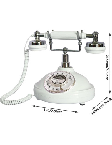 Teléfono de Línea Terrestre Retro TelPal Blanco con Marcado Rotatorio