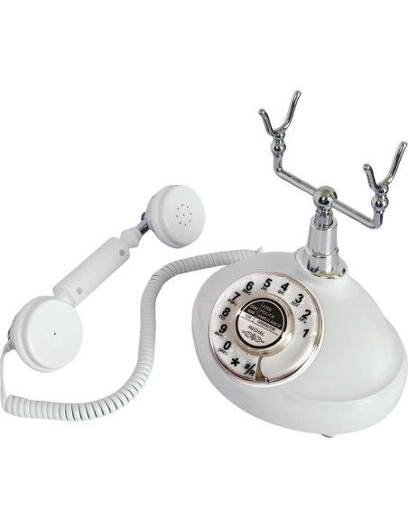 Teléfono de Línea Terrestre Retro TelPal Blanco con Marcado Rotatorio