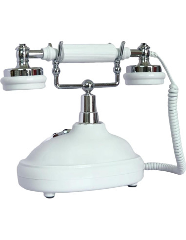 Teléfono de Línea Terrestre Retro TelPal Blanco con Marcado Rotatorio