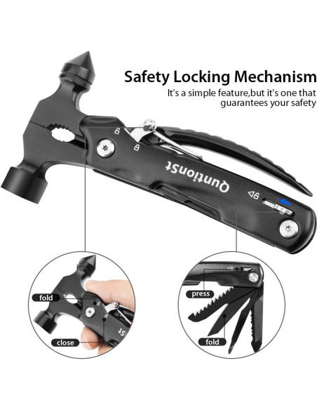 Martillo de Supervivencia 12 en 1 QuntionSt - Herramienta Multifuncional
