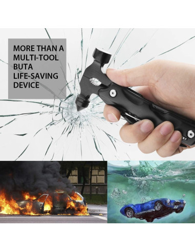 Martillo de Supervivencia 12 en 1 QuntionSt - Herramienta Multifuncional