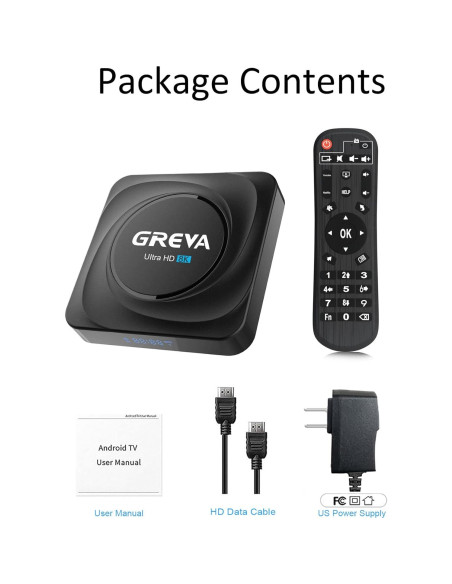 GREVA Android TV Box 8K 4GB RAM 32GB ROM Control Remoto