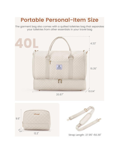 Bolsa de Ropa LOVEVOOK 53L para Mujeres Beige 2 en 1