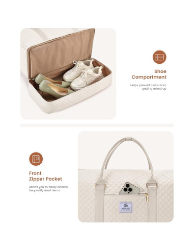 Bolsa de Ropa LOVEVOOK 53L para Mujeres Beige 2 en 1