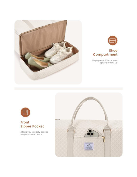 Bolsa de Ropa LOVEVOOK 53L para Mujeres Beige 2 en 1