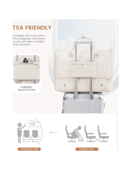 Bolsa de Ropa LOVEVOOK 53L para Mujeres Beige 2 en 1